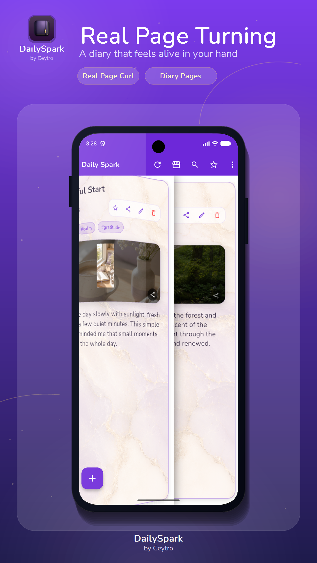 DailySpark realistic page turning screen